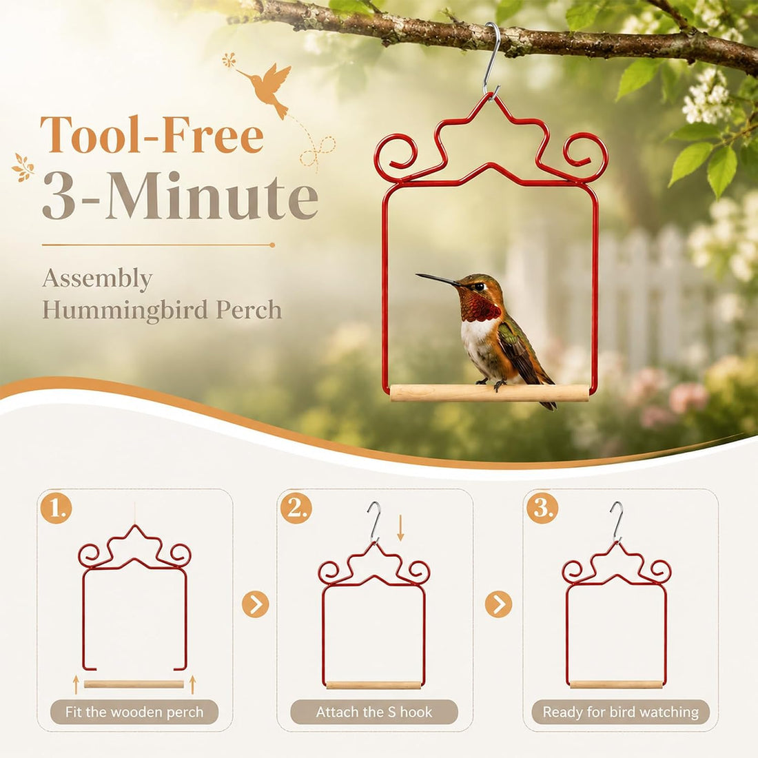 Metal Hummingbird Swing Set of 4