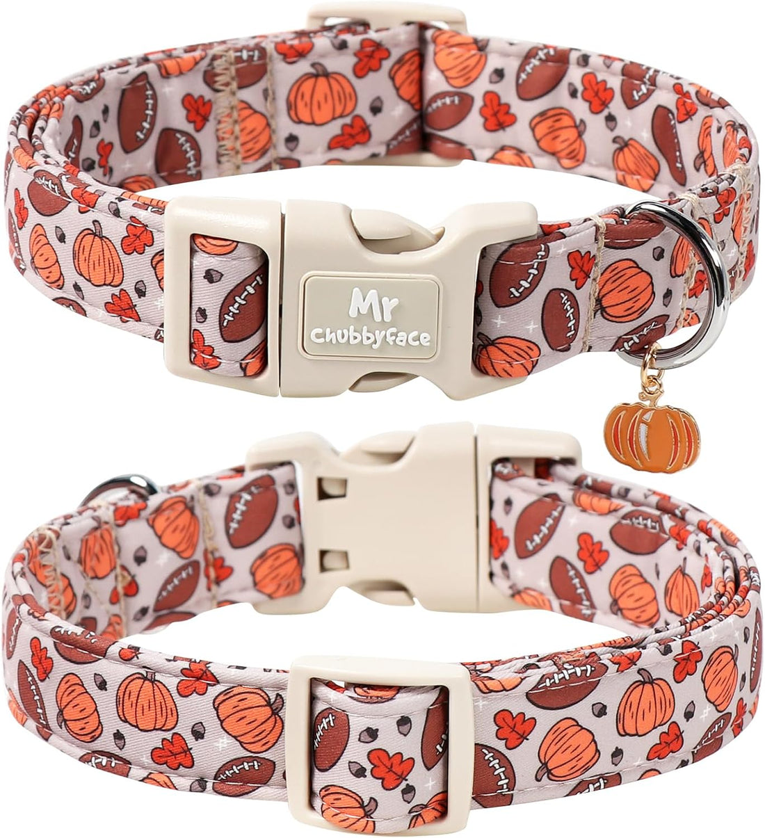 ·MR. CHUBBYFACE· Halloween Pink Pumpkin Dog Collar for Large Dogs