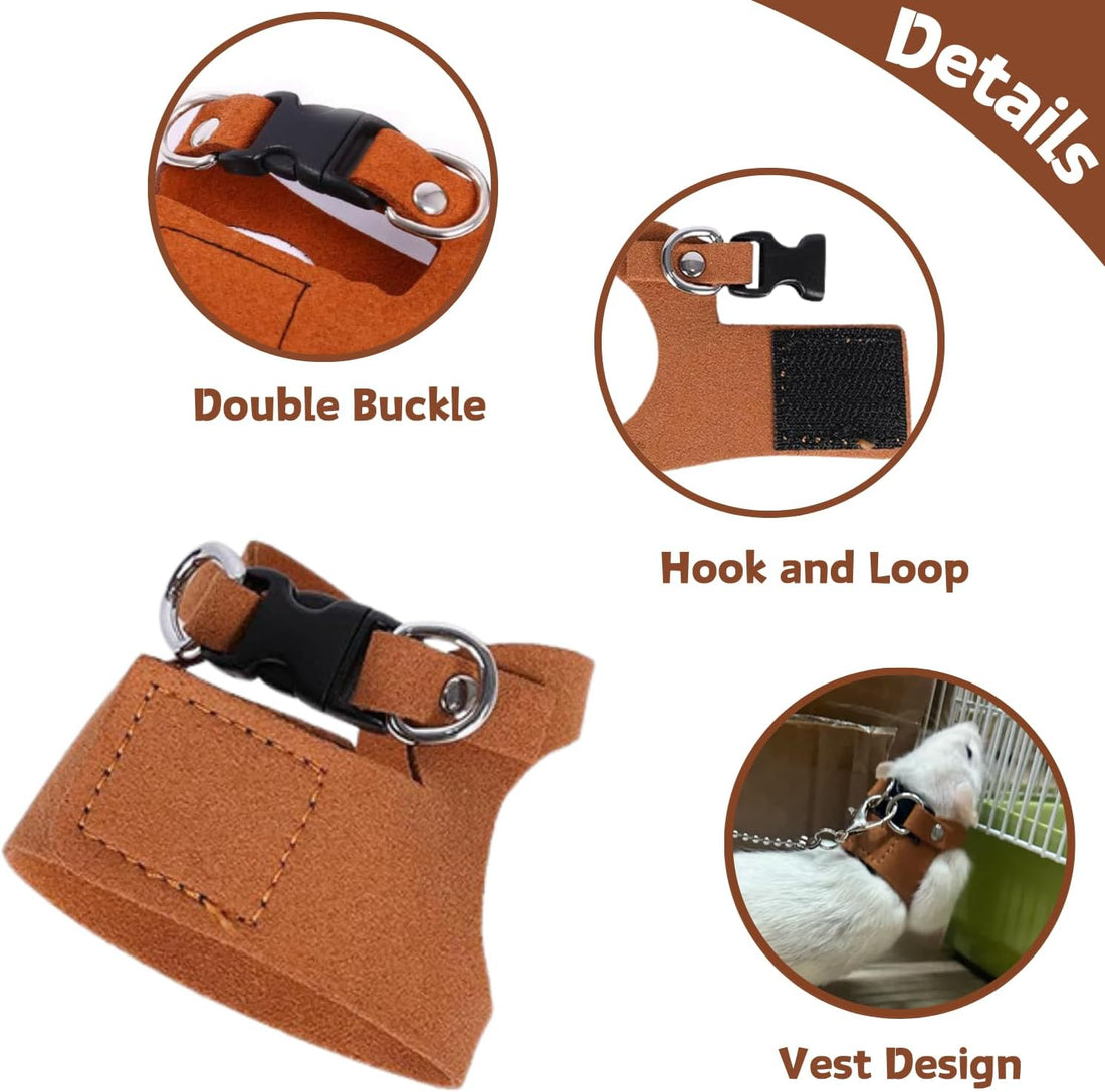 3 Pack Rat Harness and Leash, Small Animal Traction Rope (Brown)
