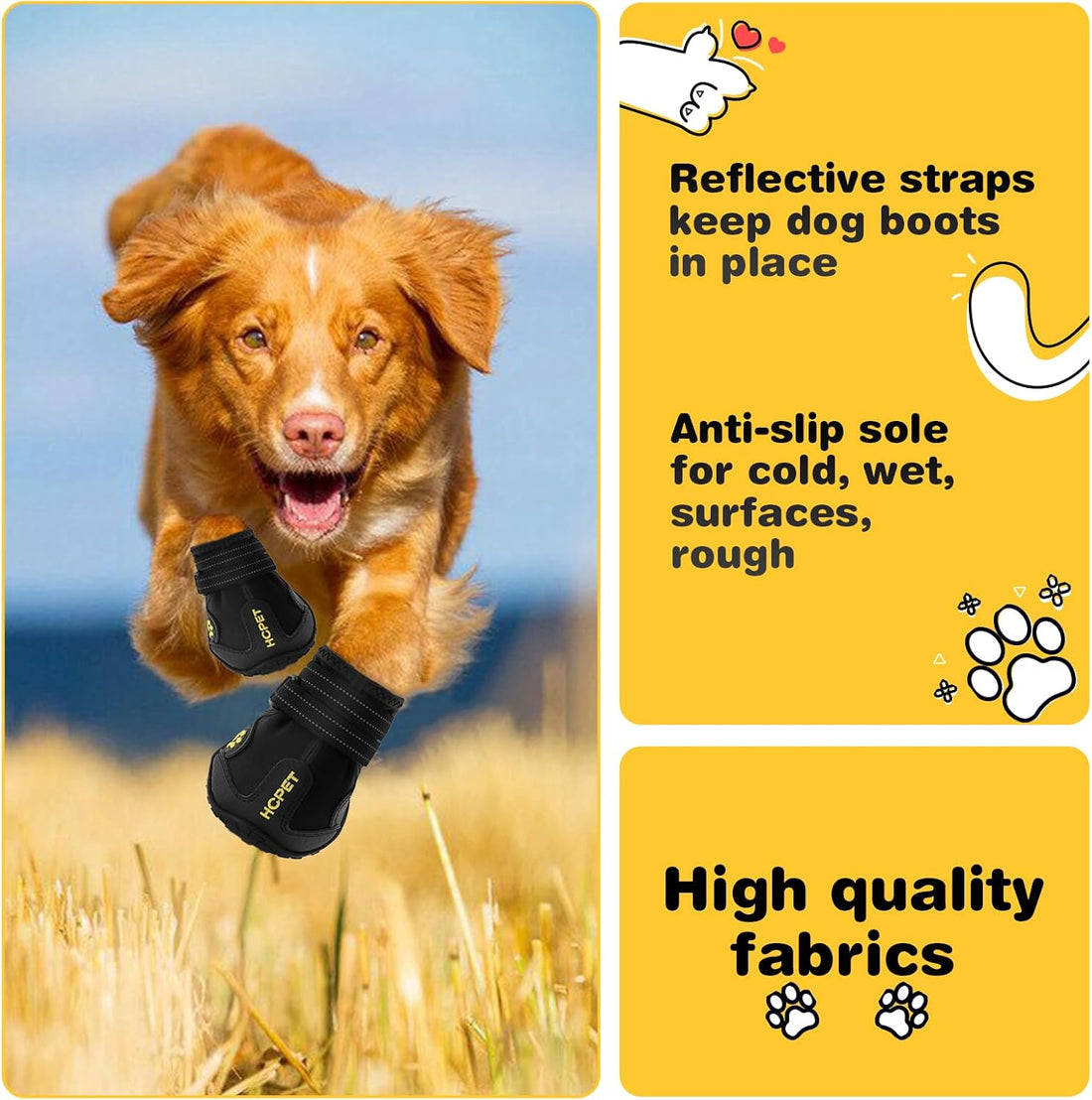 Dog Boots for Large Medium Small Dogs, Water-Resistant Dog Shoes