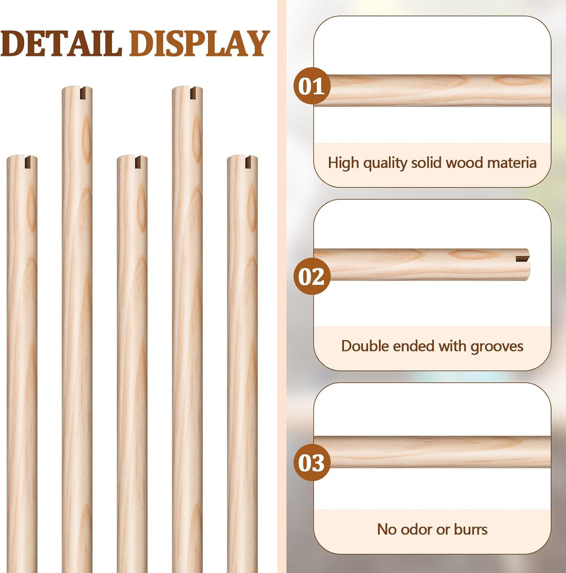Sintuff Bird Perches Natural Wood Double Slots, 24 Inches, 4 Pcs