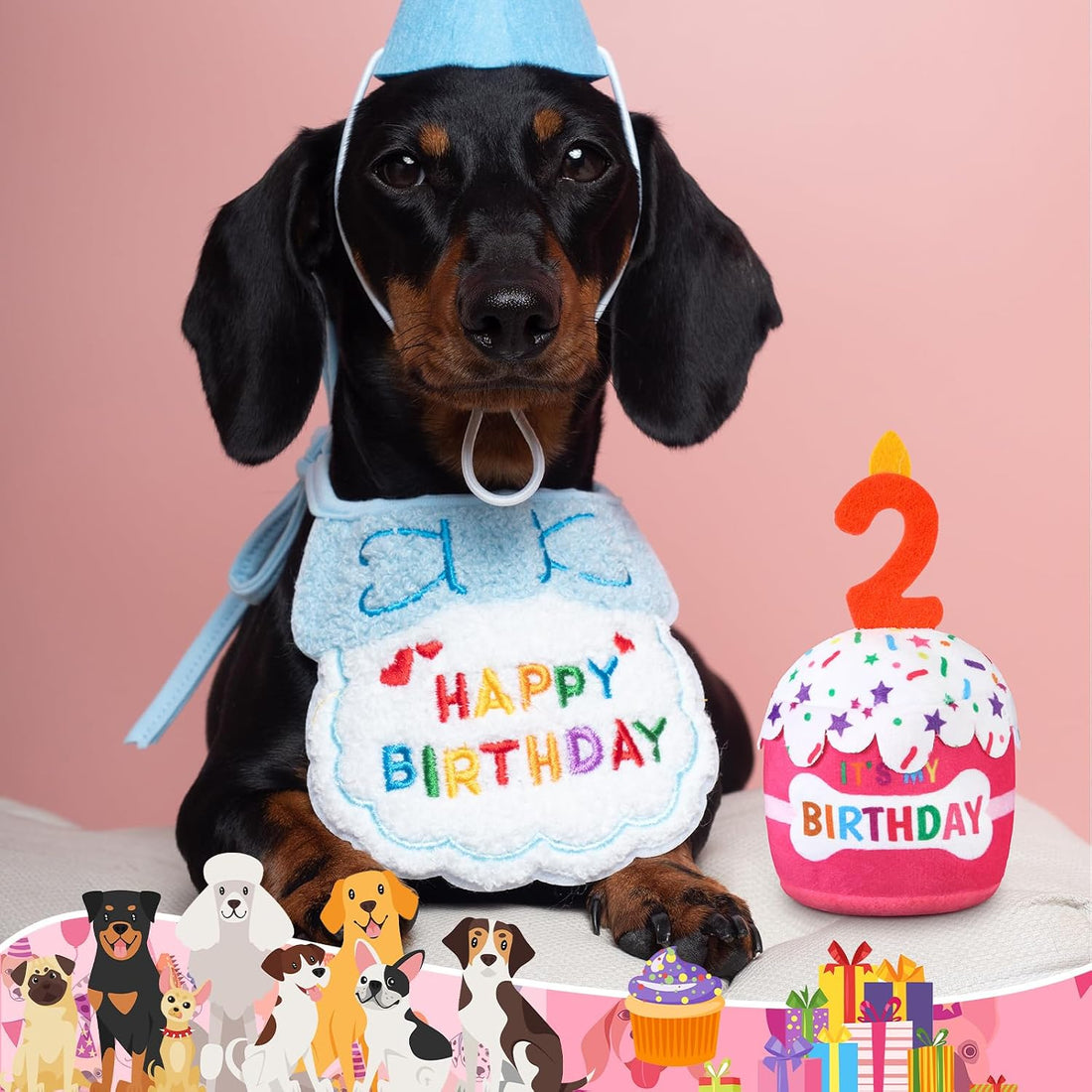 Dansydaisy Dog Birthday Cake Toy Squeaky Plush Gift