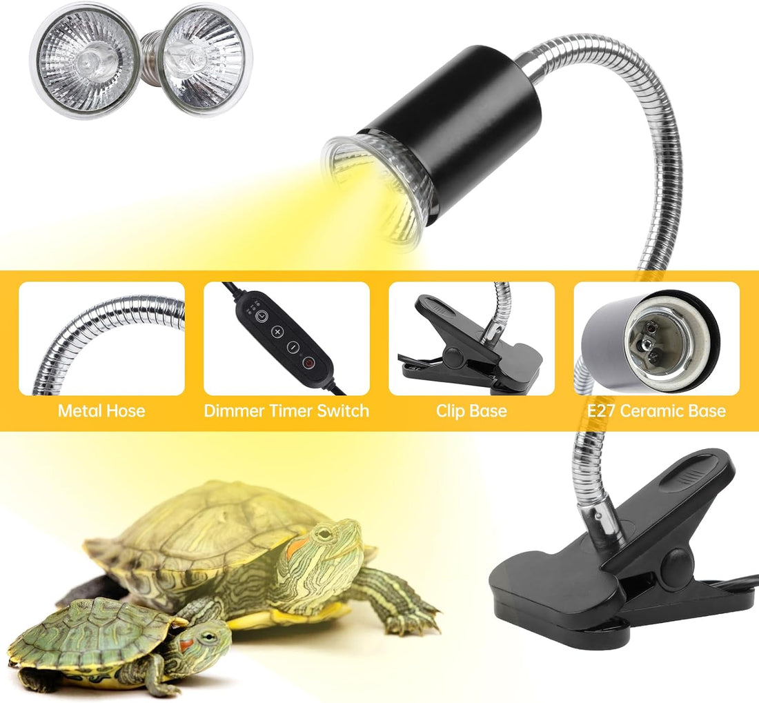 Turtle Basking Light, Tortoise Lamp UVA UVB Heat Bulbs -2 Pack 50W