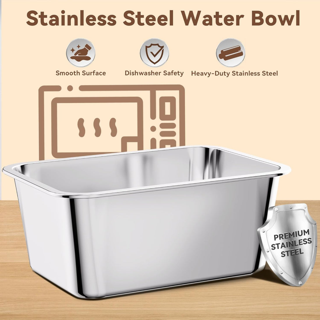 10L No Spill Dog Water Bowl Stainless Steel for Messy Drinkers
