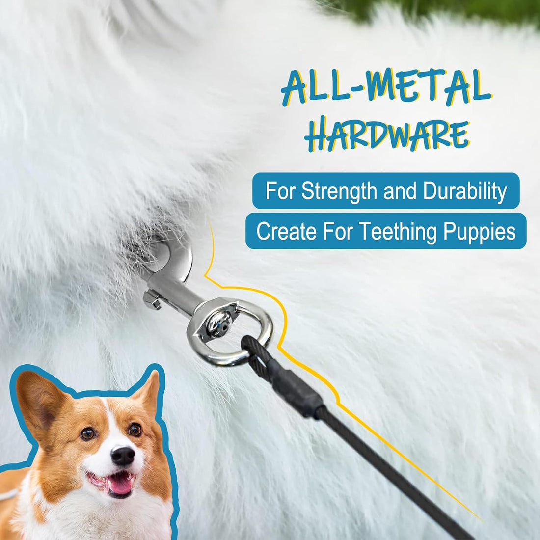 Mi Metty Chew Proof Dog Leash,6FT Metal Cable Lead,Heavy Duty Leash