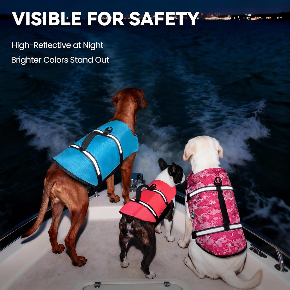 VIVAGLORY Rip Stop Dog Life Vest, Swimming Vest with Handle