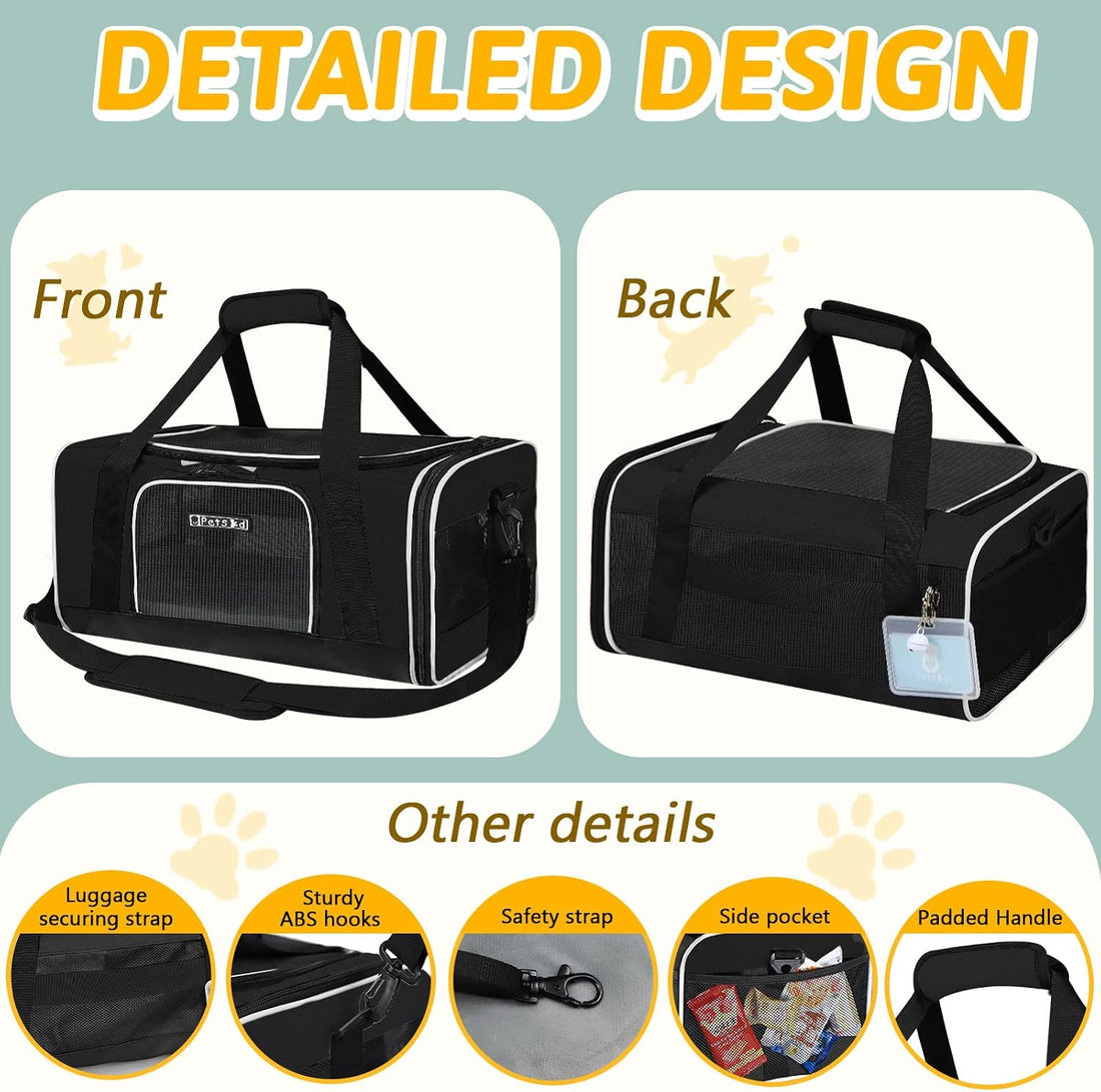 Petskd Small Pet Carrier 17" L x 12" W x 8.5" H Airline Approved