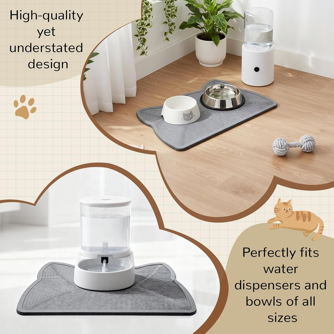 Stone Pet Bowl Mat for Dogs and Cats, Absorbent Quick Dry