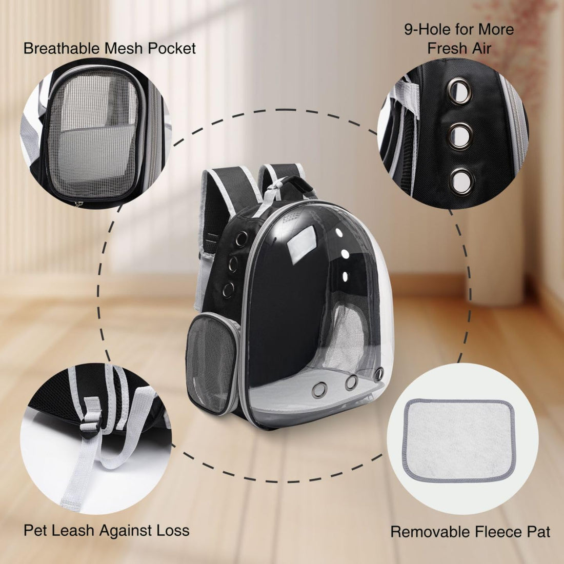 Vivicreate Large Cat Backpack Carrier with Folding Bowl and Teaser