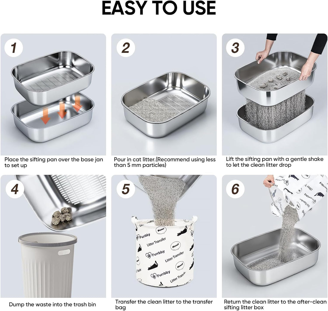 Stainless Steel Sifting Litter Box with Lid