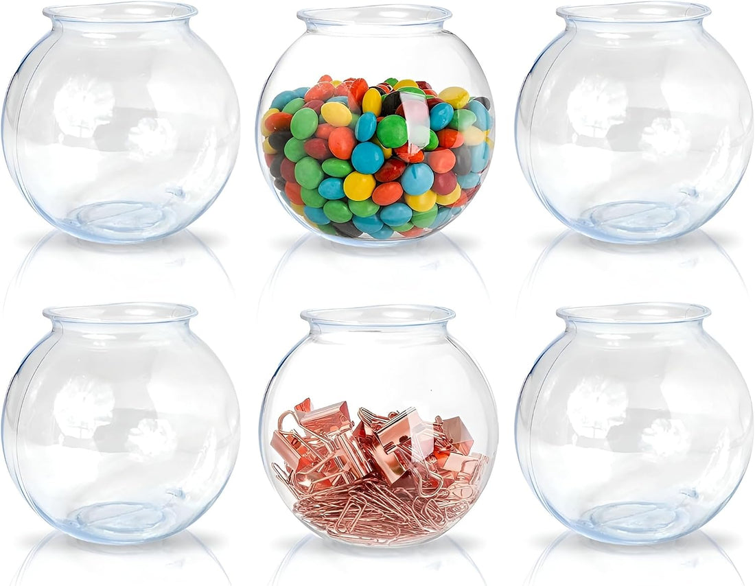 Small Plastic Fish Bowls for Drinks, 16 oz Mini Centerpiece Dishes