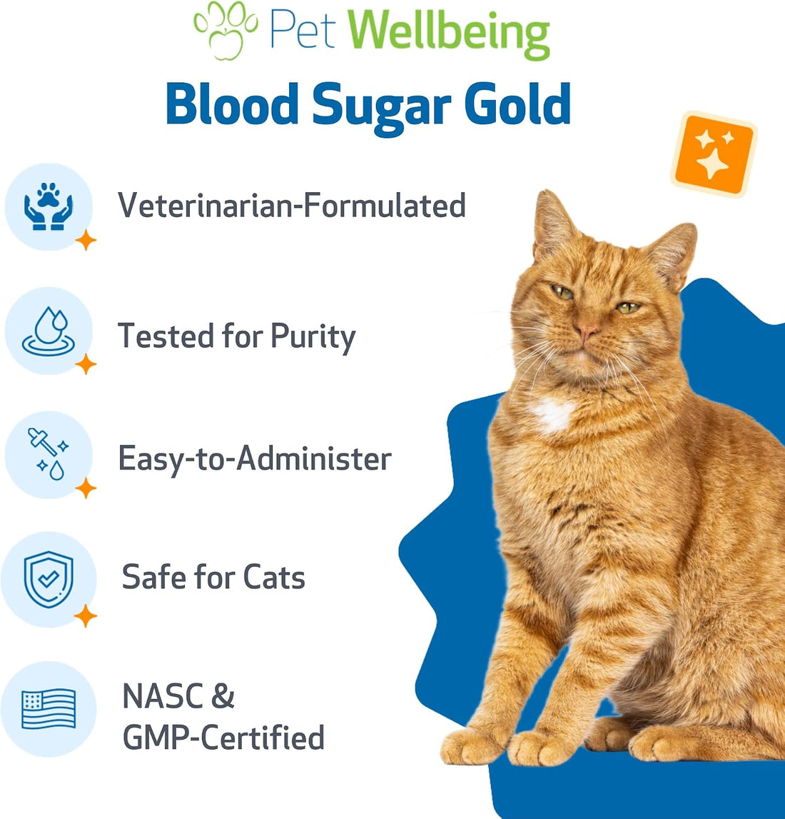 Pet Wellbeing Blood Sugar Gold for Cats - Blood Sugar Support, 2 oz