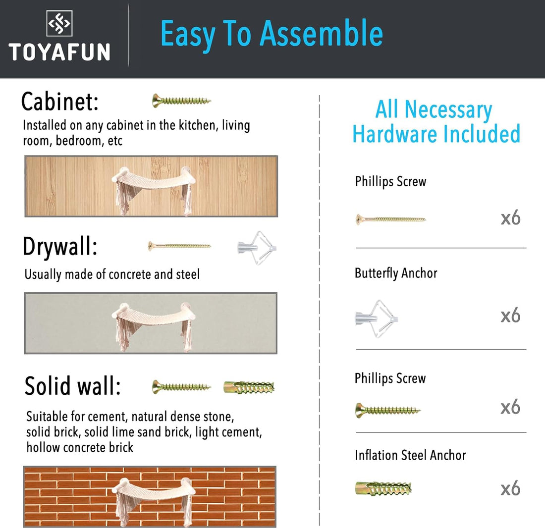 TOYAFUN Cat Wall Shelves, Perches, Hammocks, Beds
