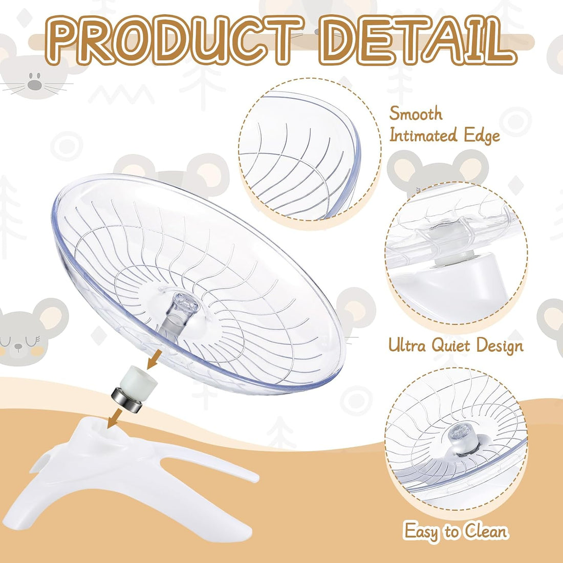 Thyle 2 Pcs Hamster Flying Saucer Silent Running Exercise Wheel