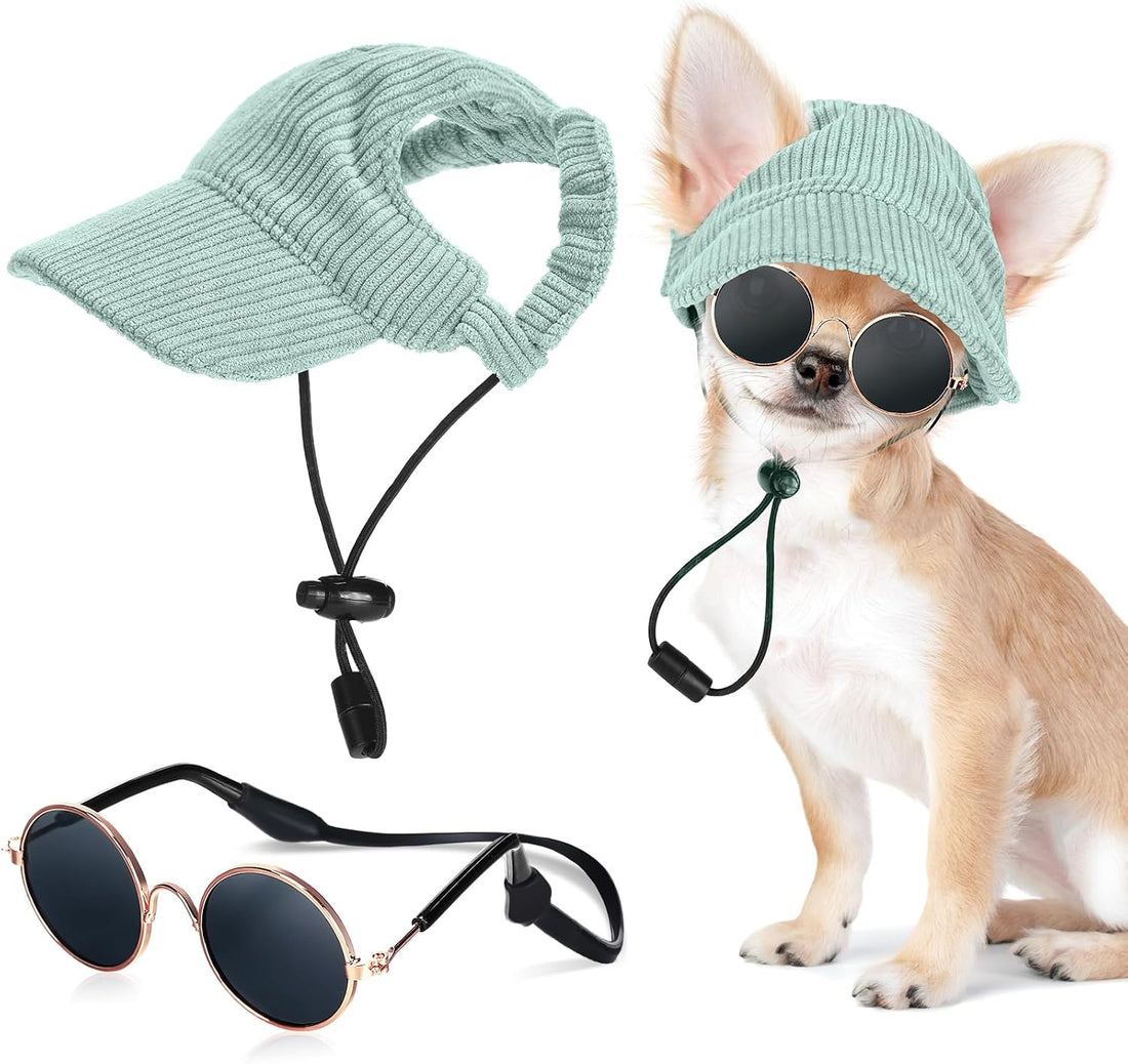 Jadive Small Dog Sun Hat with Ear Holes Dog Sunglasses