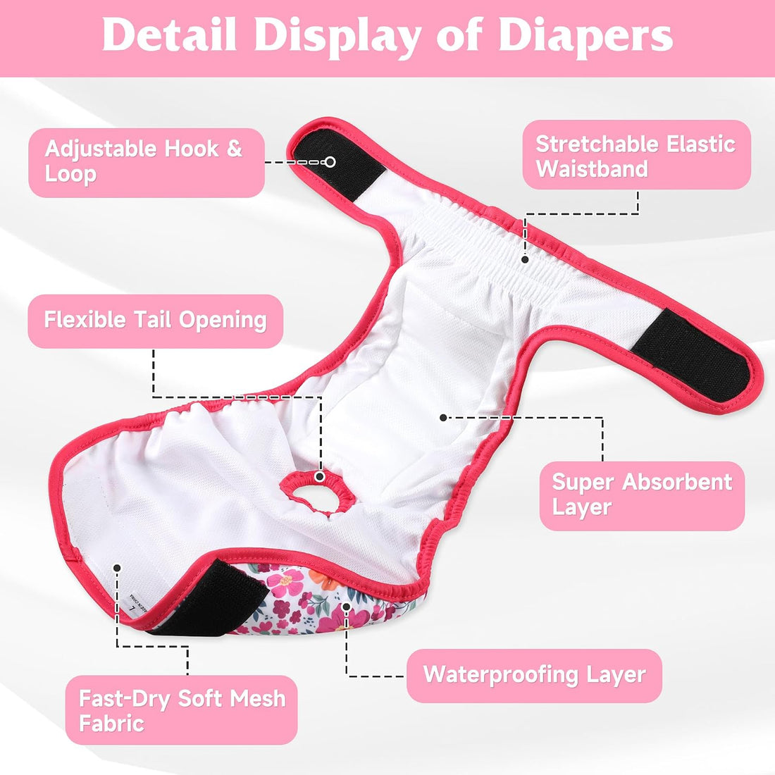 5 Pack Reusable Diapers for Doggie
