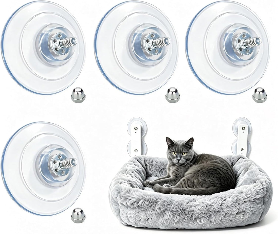 4 Pack Powerful Cat Window Perch Suction Cup with Screw and Nut,3.3
