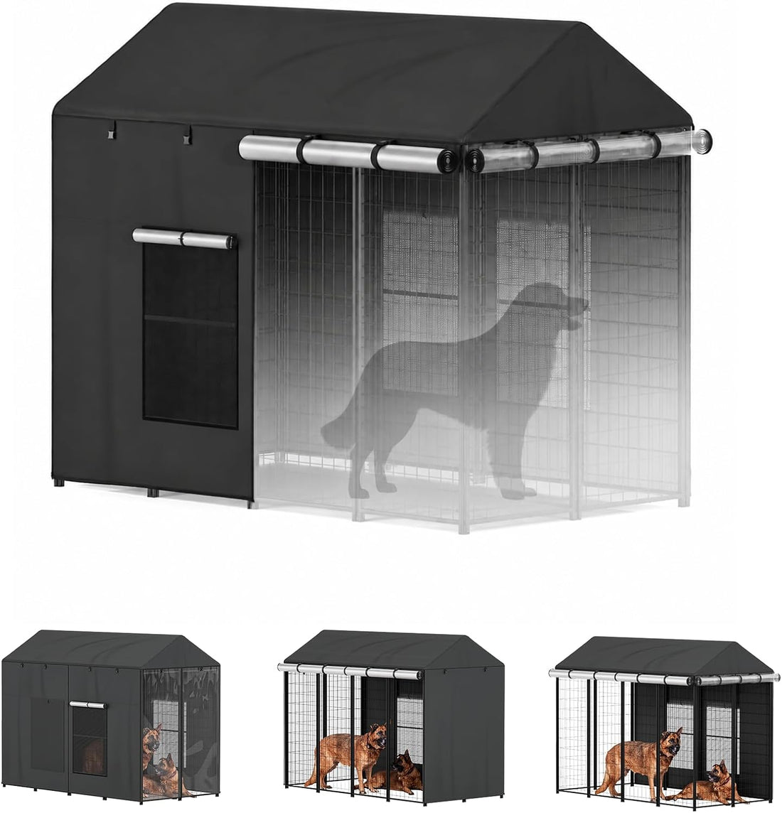 LitaiL Outdoor Dog Kennel Cover for Dog Cages 8'D x 4'W x 6'H Full