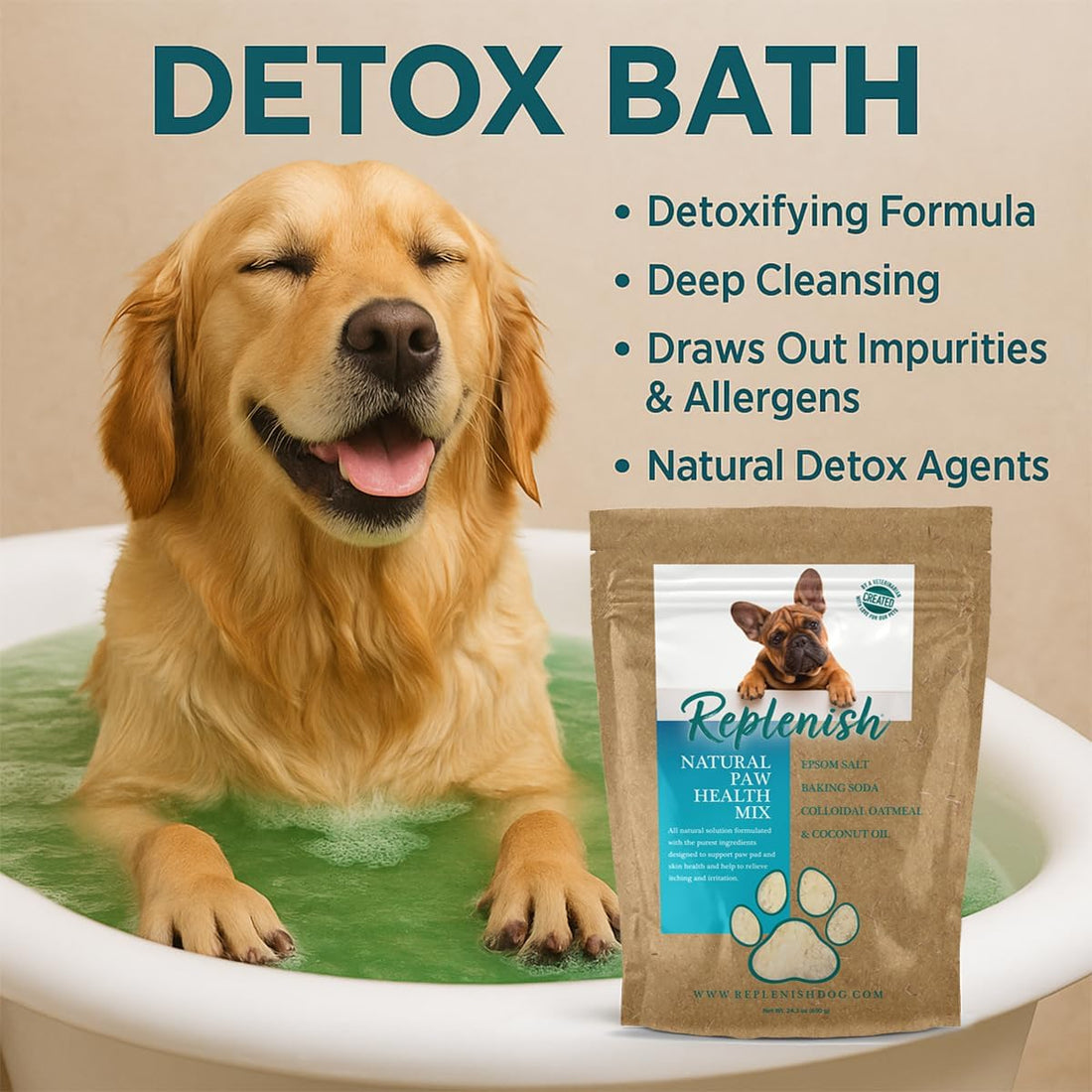 Replenish Epsom Salt for Dogs Paws Soaking Solution for Dry Cracked