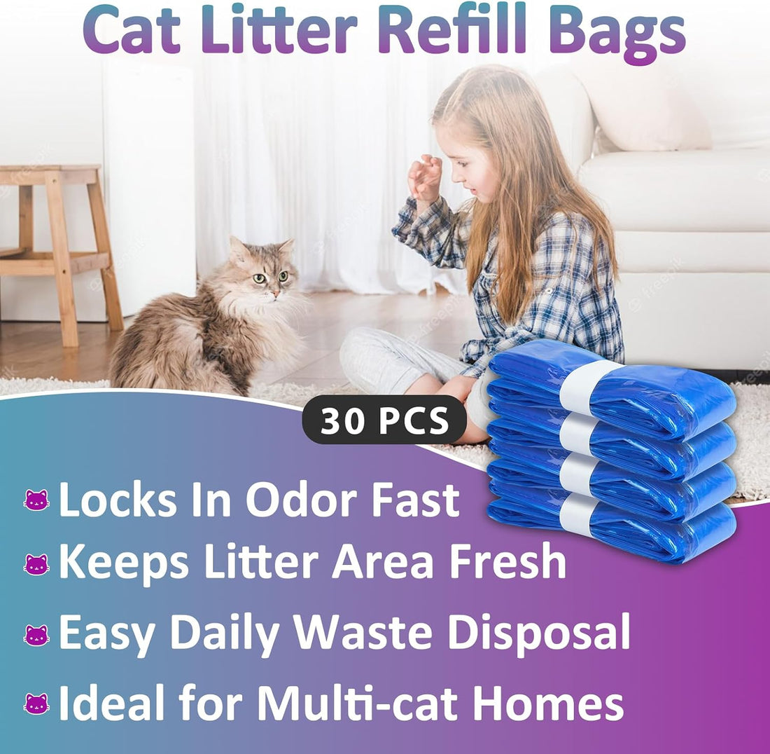 30 Pcs Cat Litter Refill Bags, Durable Universal Cat Litter Refills