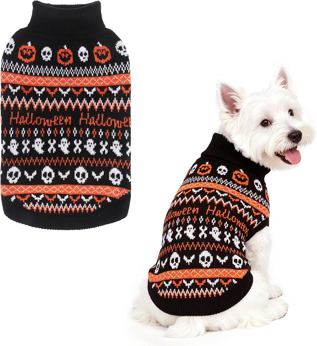 PUPTECK Small Halloween Dog Sweater Ugly Soft Warm Clothes Fall Outfit
