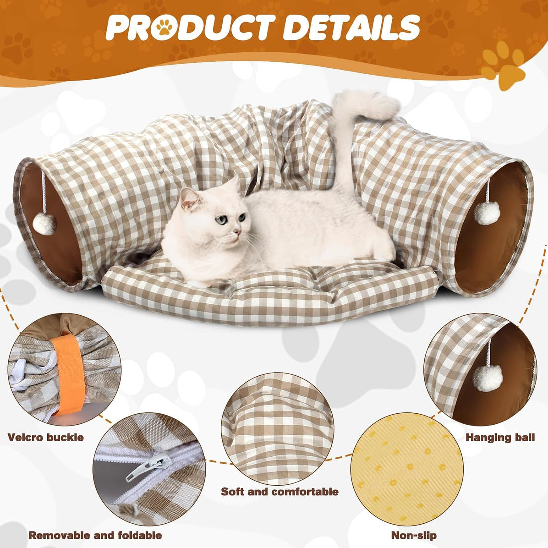 Spardar 2-in-1 Bunny Tunnel Bed, with Removable Mat Hideout