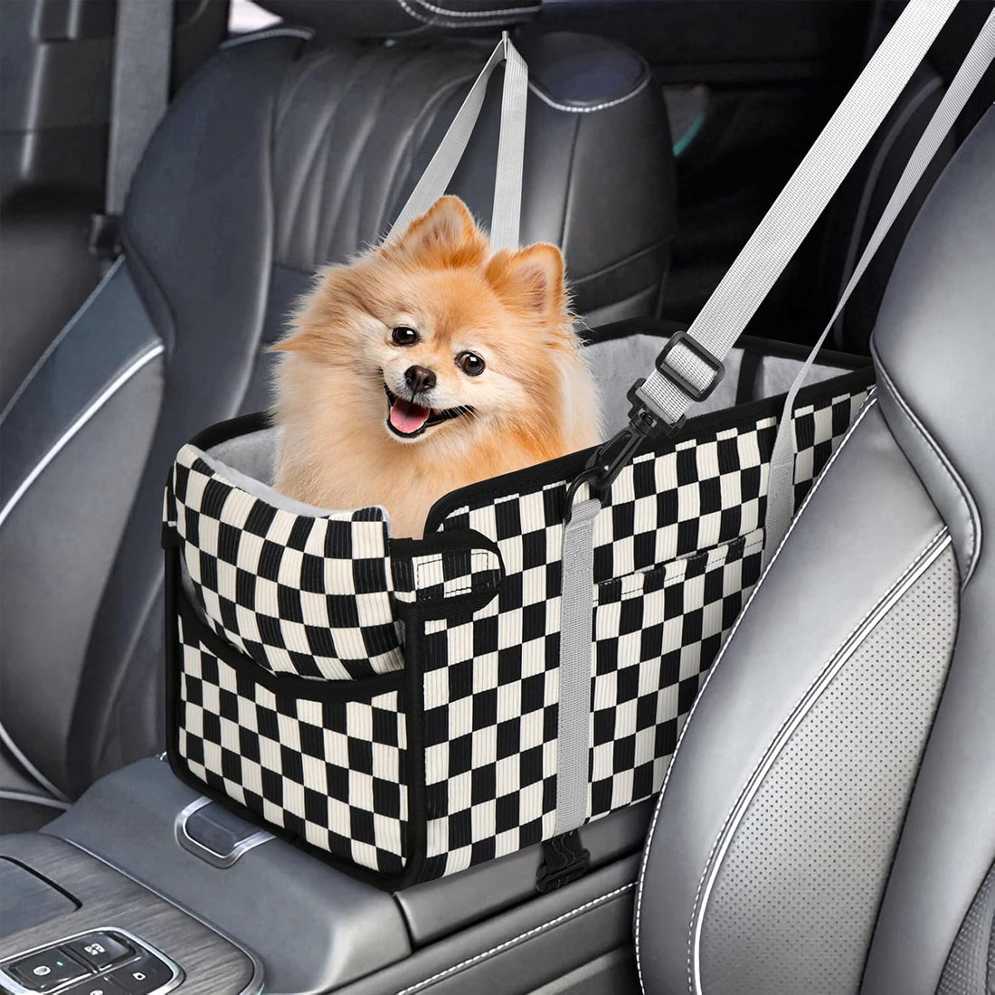 Console Dog Car Seat for Small Dogs, Foldable Booster Seat