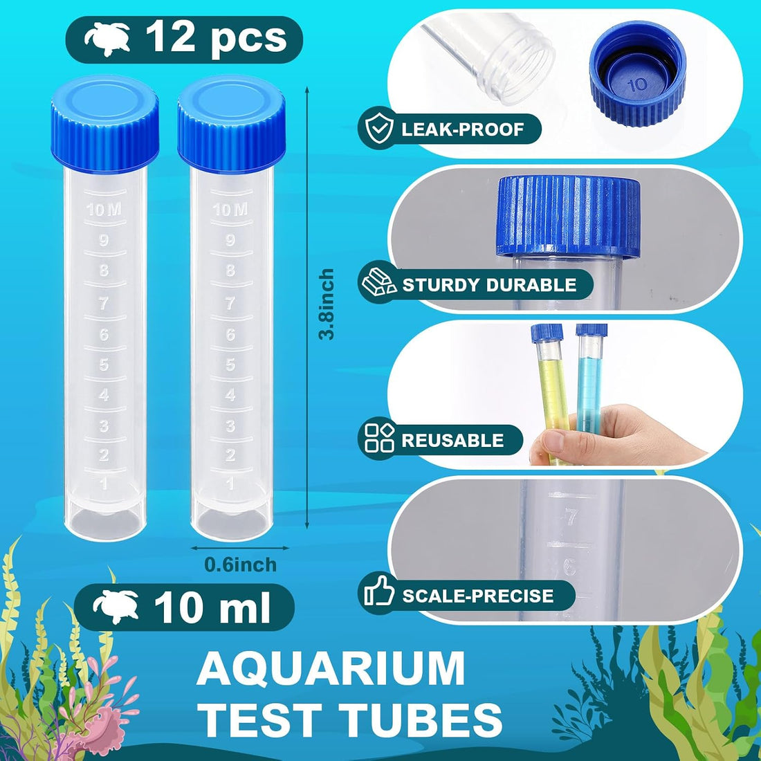 Konohan 12 Pcs 10ml Replacement Test Tubes for Aquarium Test Kits