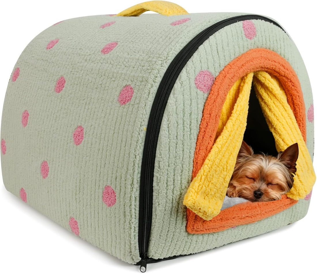 Dog House Indoor for Small Dogs & Cats, 2-in-1 Enclosed Dog Bed
