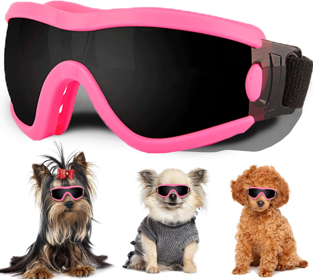 Small Dog Sunglasses with Adjustable Strap UV Protection
