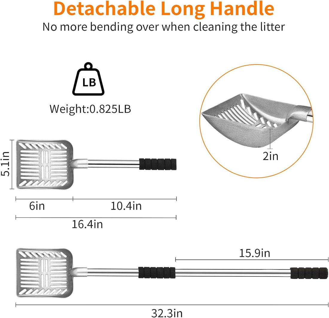 Yangbaga Metal Cat Litter Scoop:Detachable Long Handle Litter Scooper