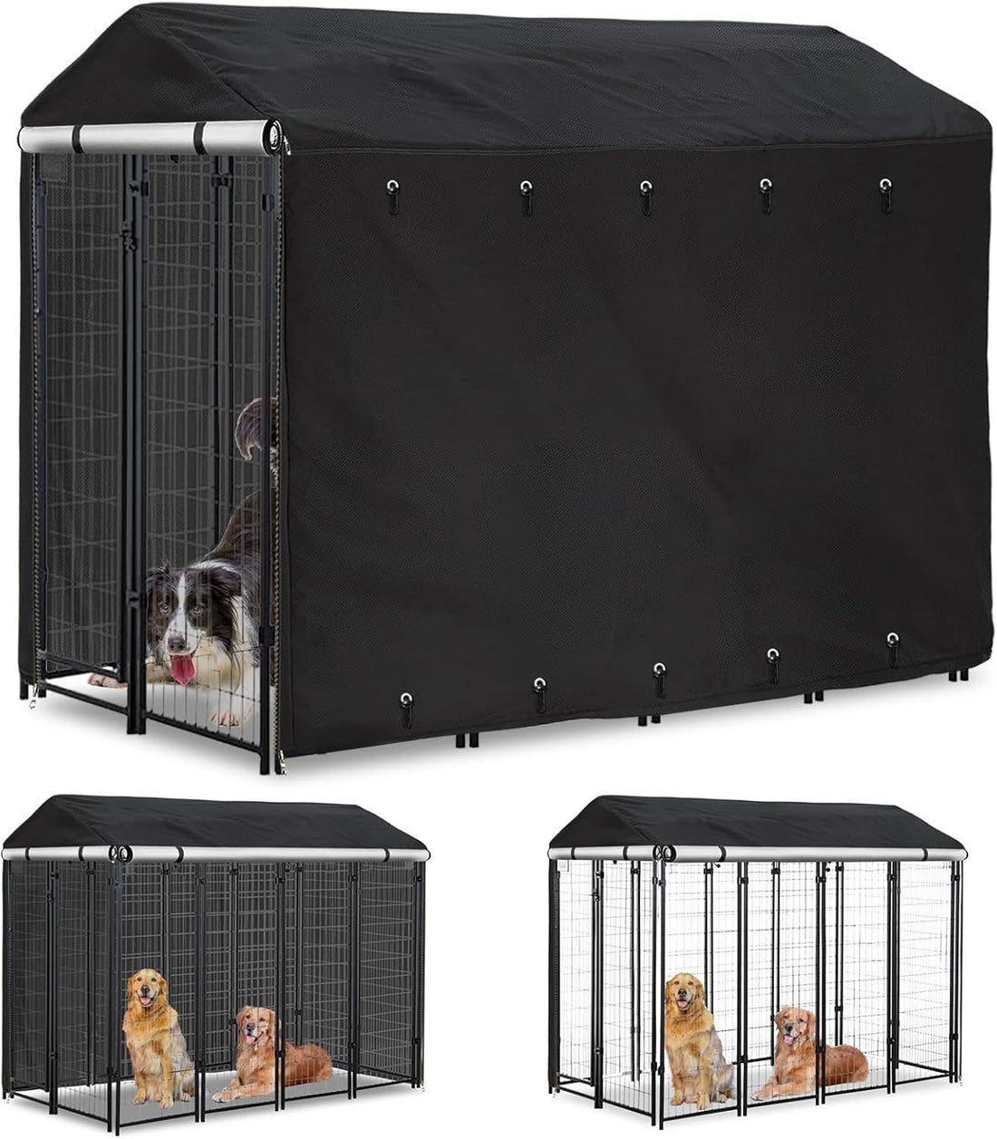 Outdoor Dog Kennel Replacement Top Covers Windproof Anti-UV