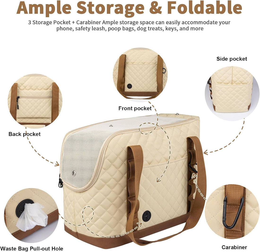 Dog Purse Carrier for Small Dogs, Soft Sided Pet Carrier with Pockets