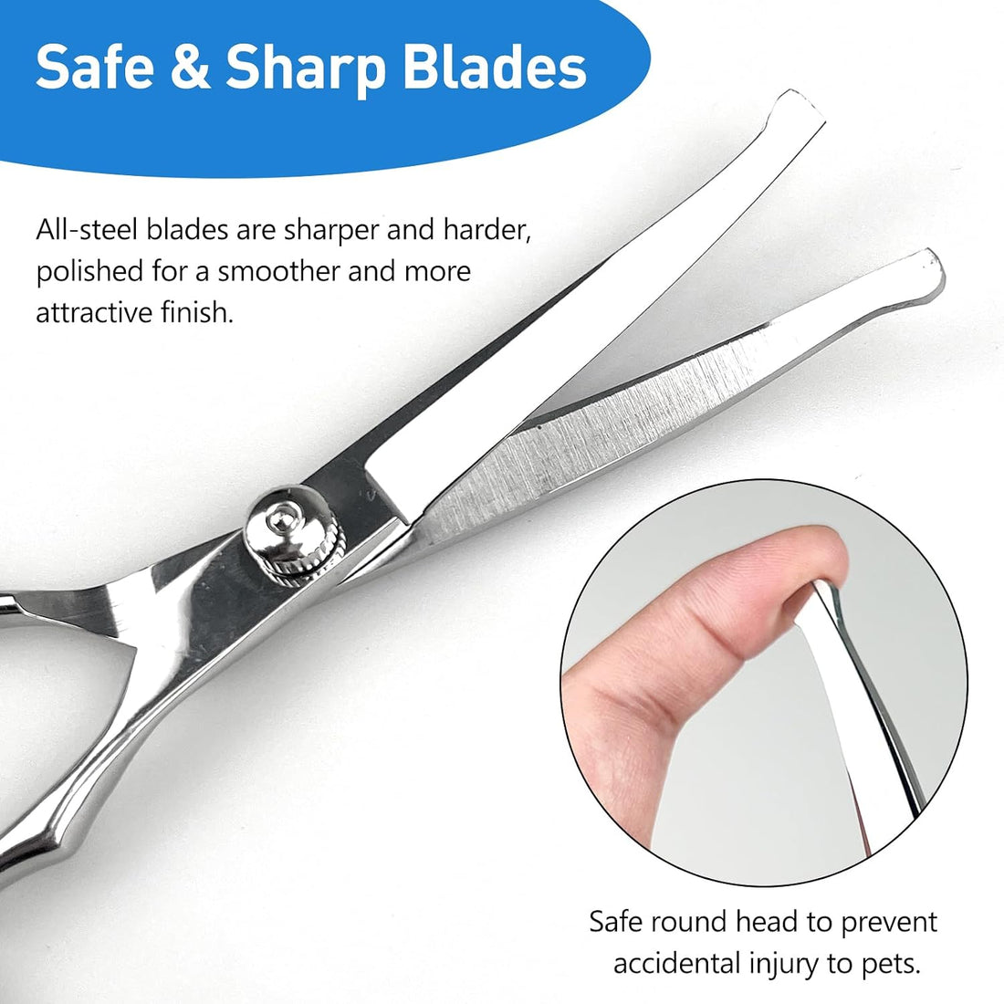 Professional Curved Dog Grooming Scissors with Rounded Tips
