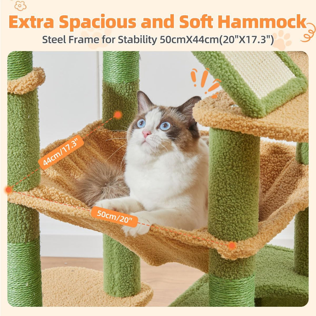 Taoqimiao Cactus Cat Tree, 71-Inch Cat Tower for Indoor Cats Large