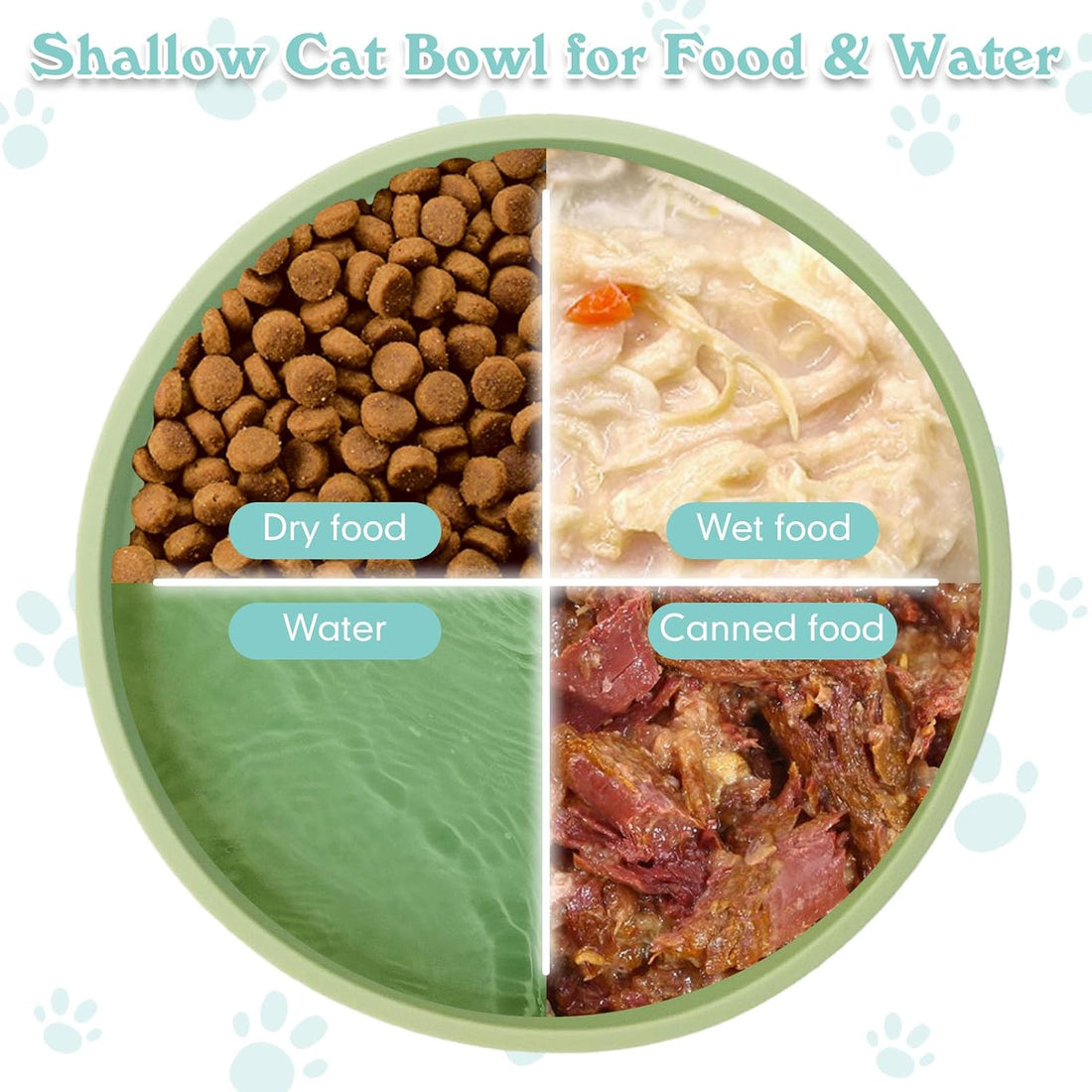 Silicone Cat Food Bowls Shallow Cat Dishes 5.9in Wide Pet Plates Set