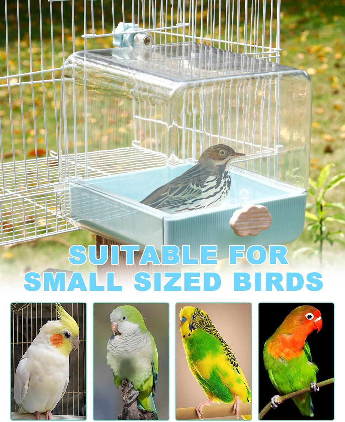 Hanging Bird Bath for Cage, 3 in 1 Multifunction Bird Bath/Bowl/House