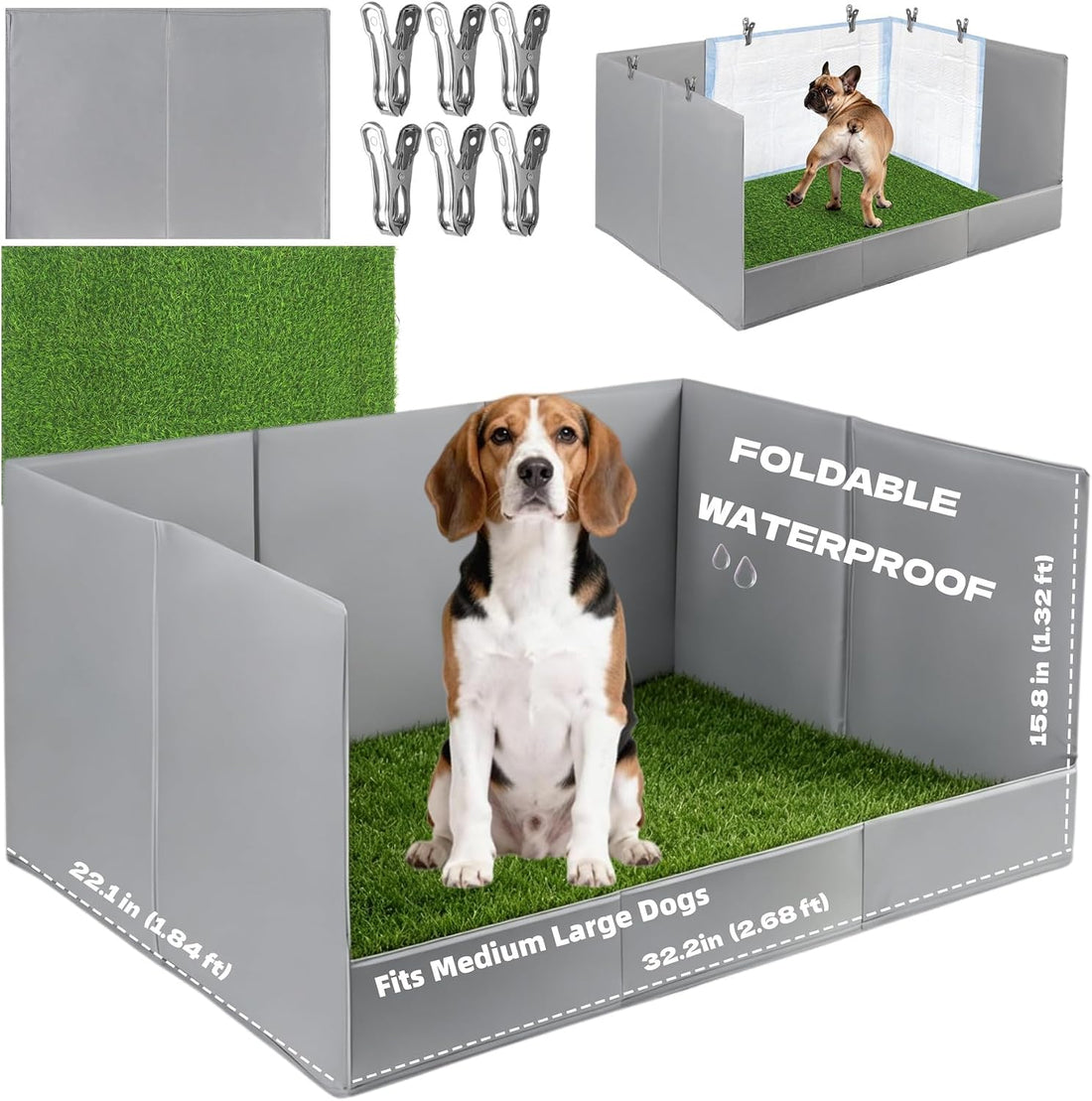 High Walls Dog Pee Pad Holder with Artificial Grass