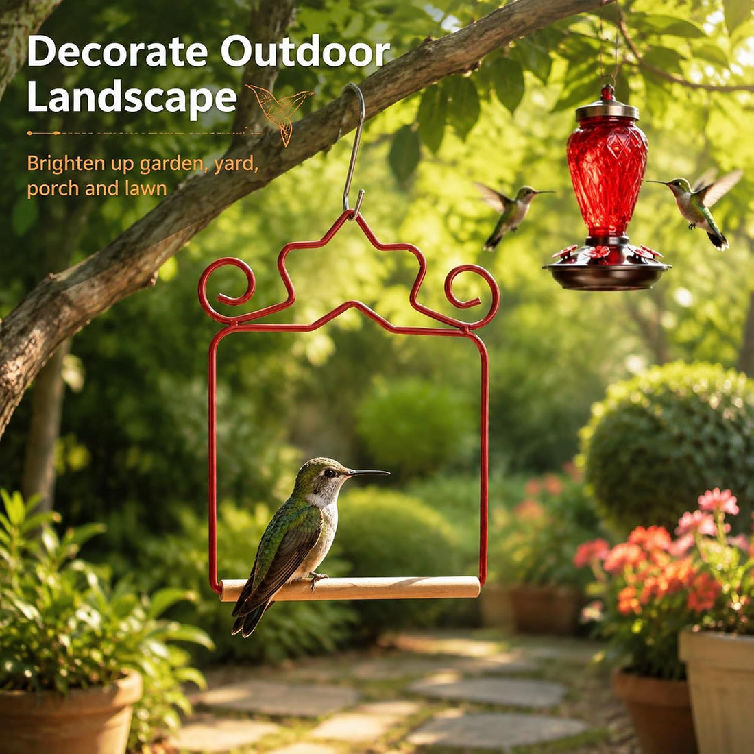 Metal Hummingbird Swing Set of 4