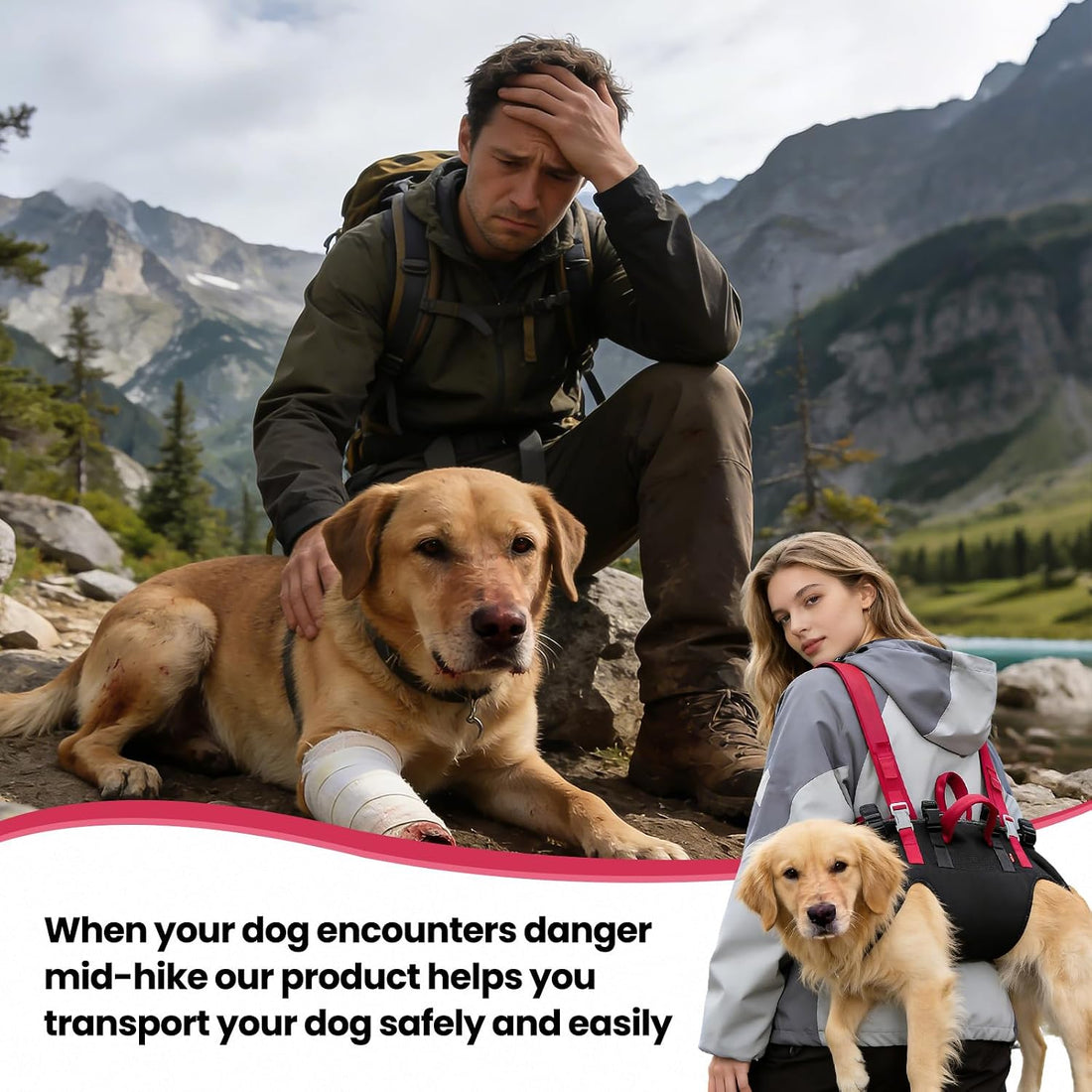 Wakytu Dog Emergency Rescue Sling - Lightweight Packable Lift Harness