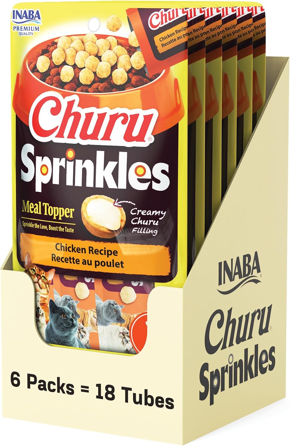 INABA Churu Sprinkles Cat Meal Topper, Chicken, 18ct