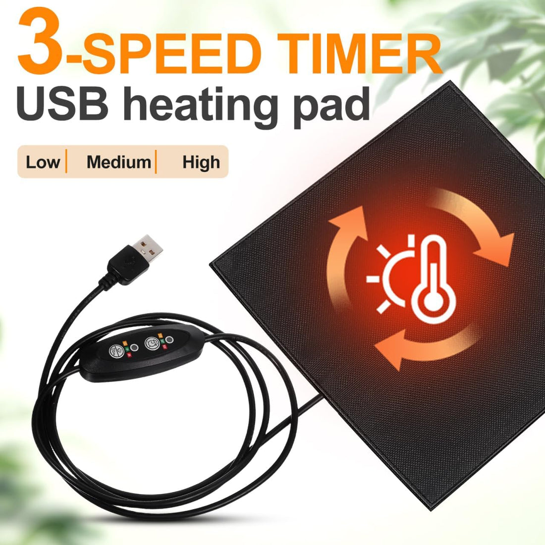 USB Small Pet Heating Pad, 5.5 Inch Reptile Heat Mat with Temp