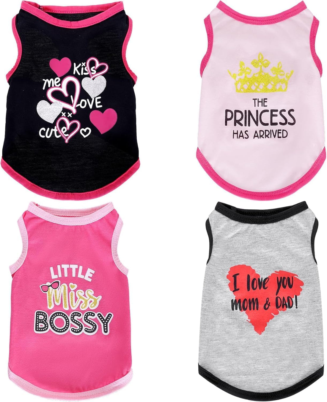 4Pack Dog Shirts Summer Printed Puppy Clothes Sleeveless for Dogs