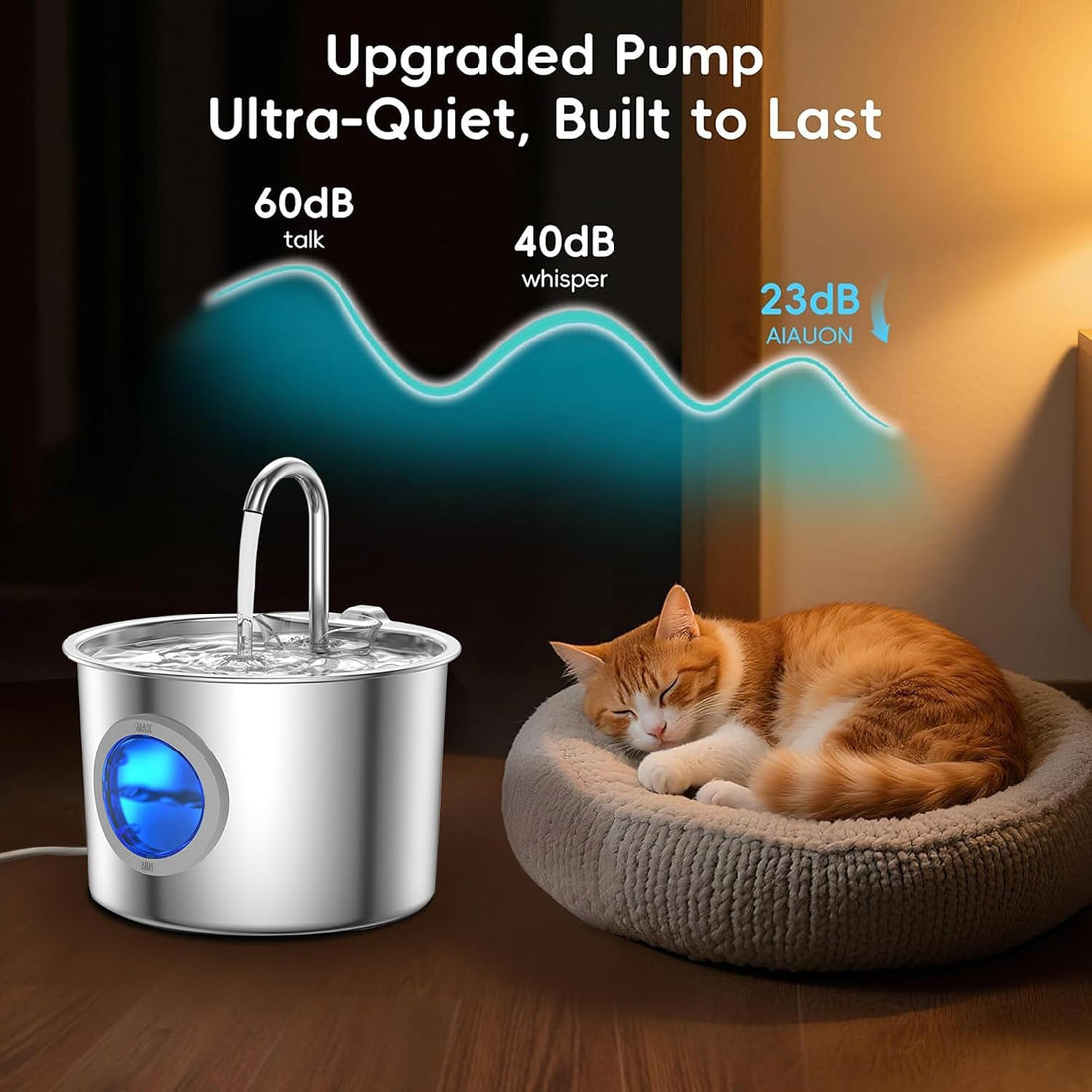 Cat Water Fountain Advanced 304 Stainless Steel 2.2L/74oz