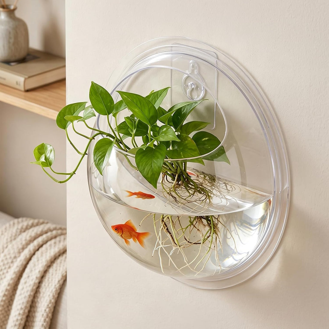 1 Pack Acrylic Wall Hanging Fish Bowl 9 Inch Fish Tank Planter
