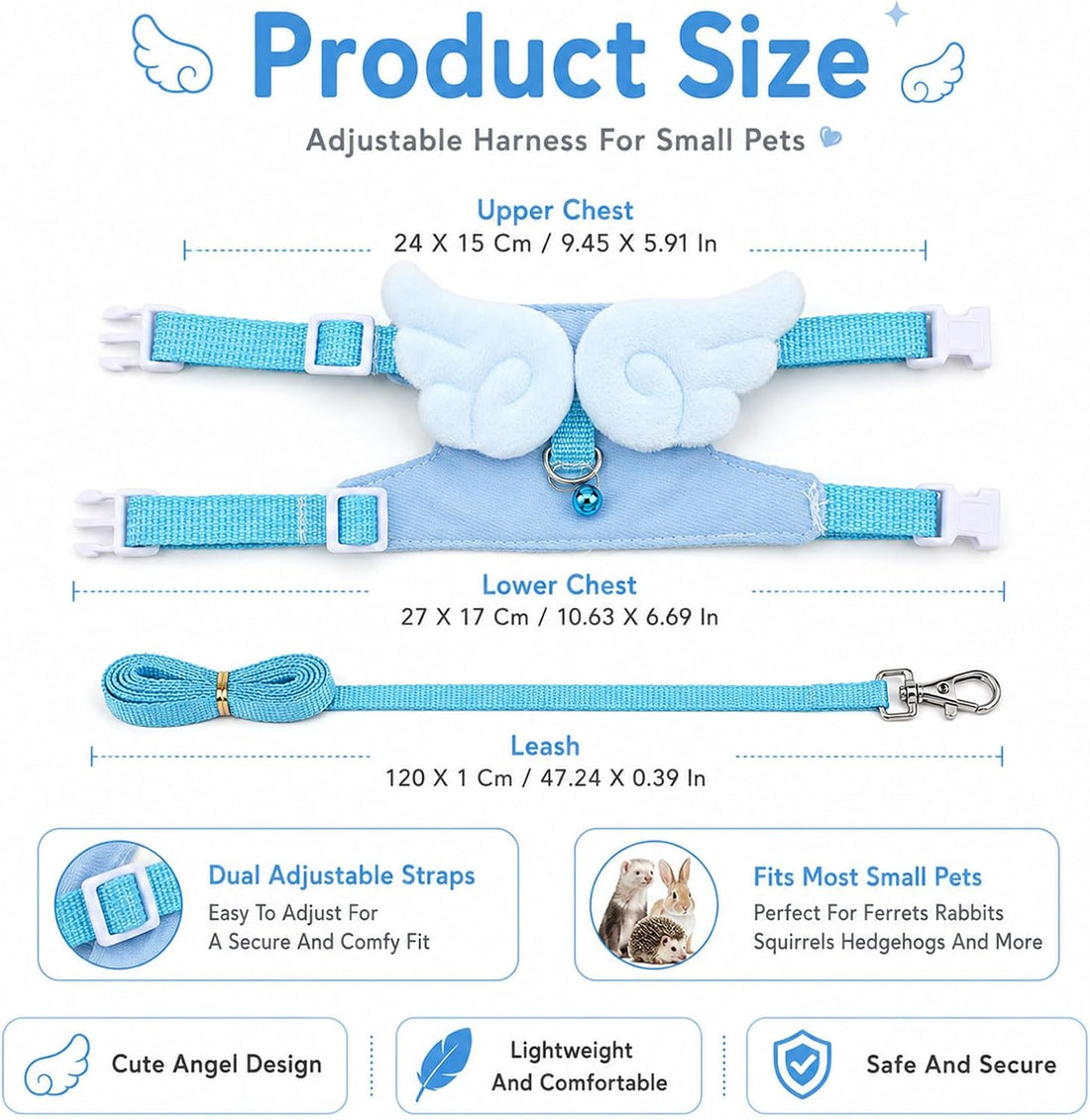 Nogeqi Ferret Harness and Leash Set, Guinea Pig Harness and Leash