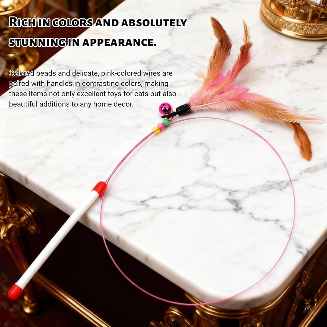Cat Feather Wand Toy - Steel Wire Feather Interactive Cat Stick