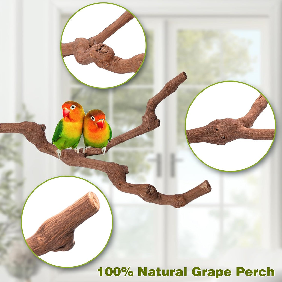 3PCS Bird Perch Natural Grape Stick Chewable Bird Stand Paw Grinding