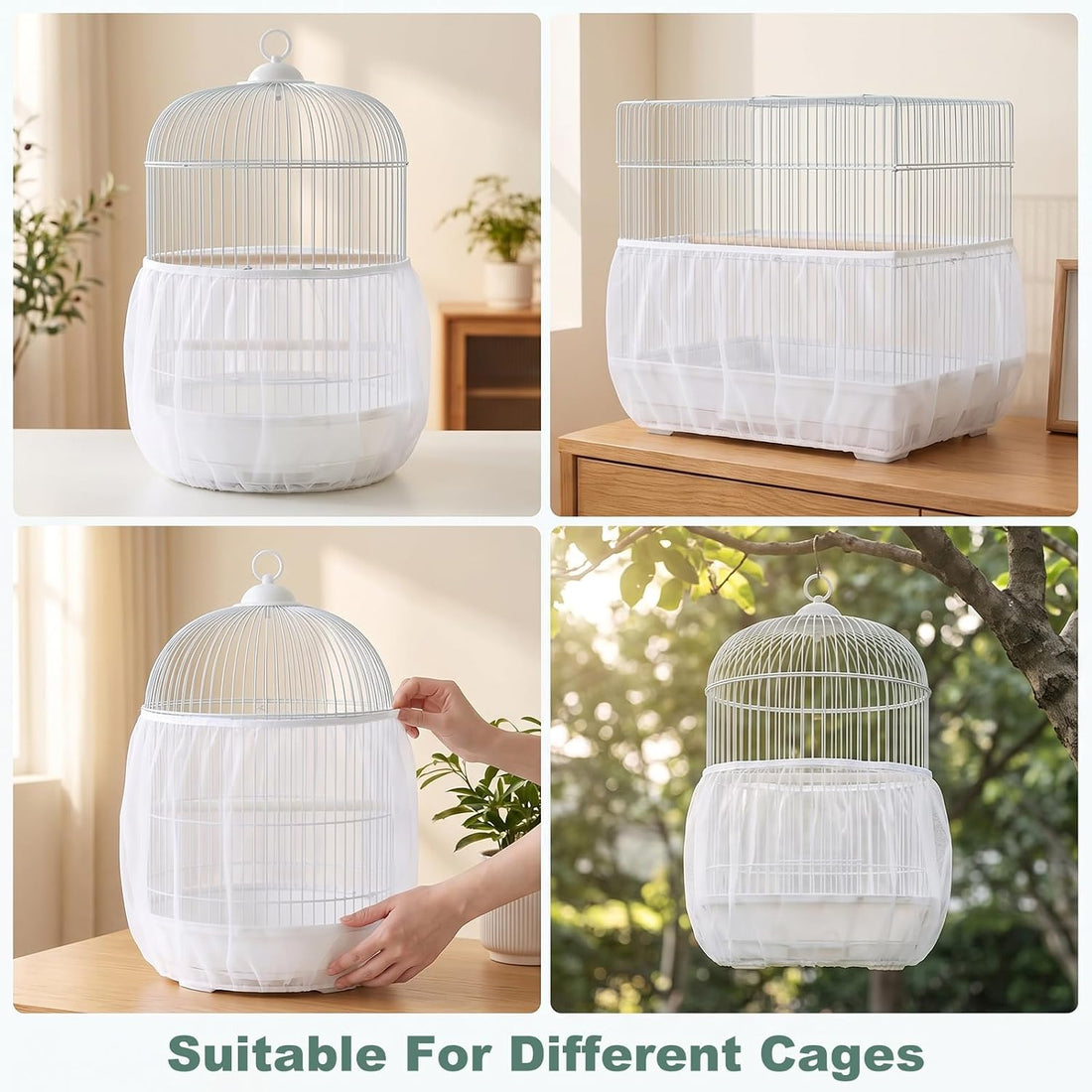 2 Pack Bird Cage Skirt Cover Universal Bird Cage Seed Catcher Net