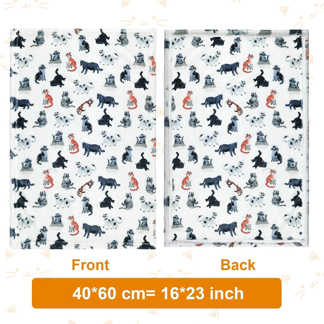Cat Print Blanket for Indoor Cats Flannel, Kitten Throw Blankets